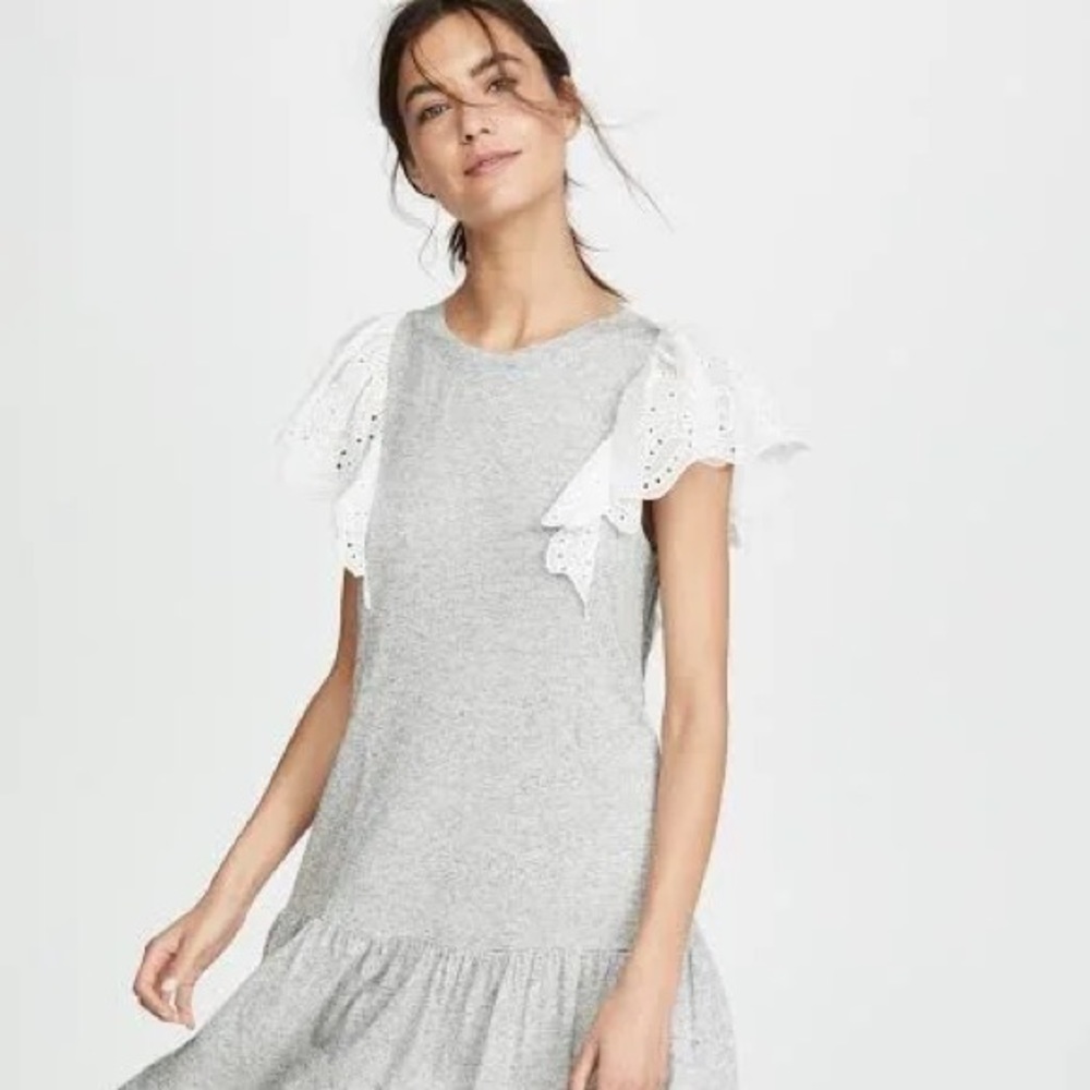 Rebecca Taylor flutter sleeve eyelet jersey dress - Picture 3 of 4